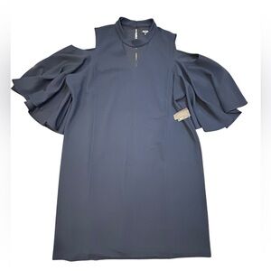 NIC+ZOE Women’s Navy Long Sleeve Cold Shoulder Dress 2X NWT Midnight‎